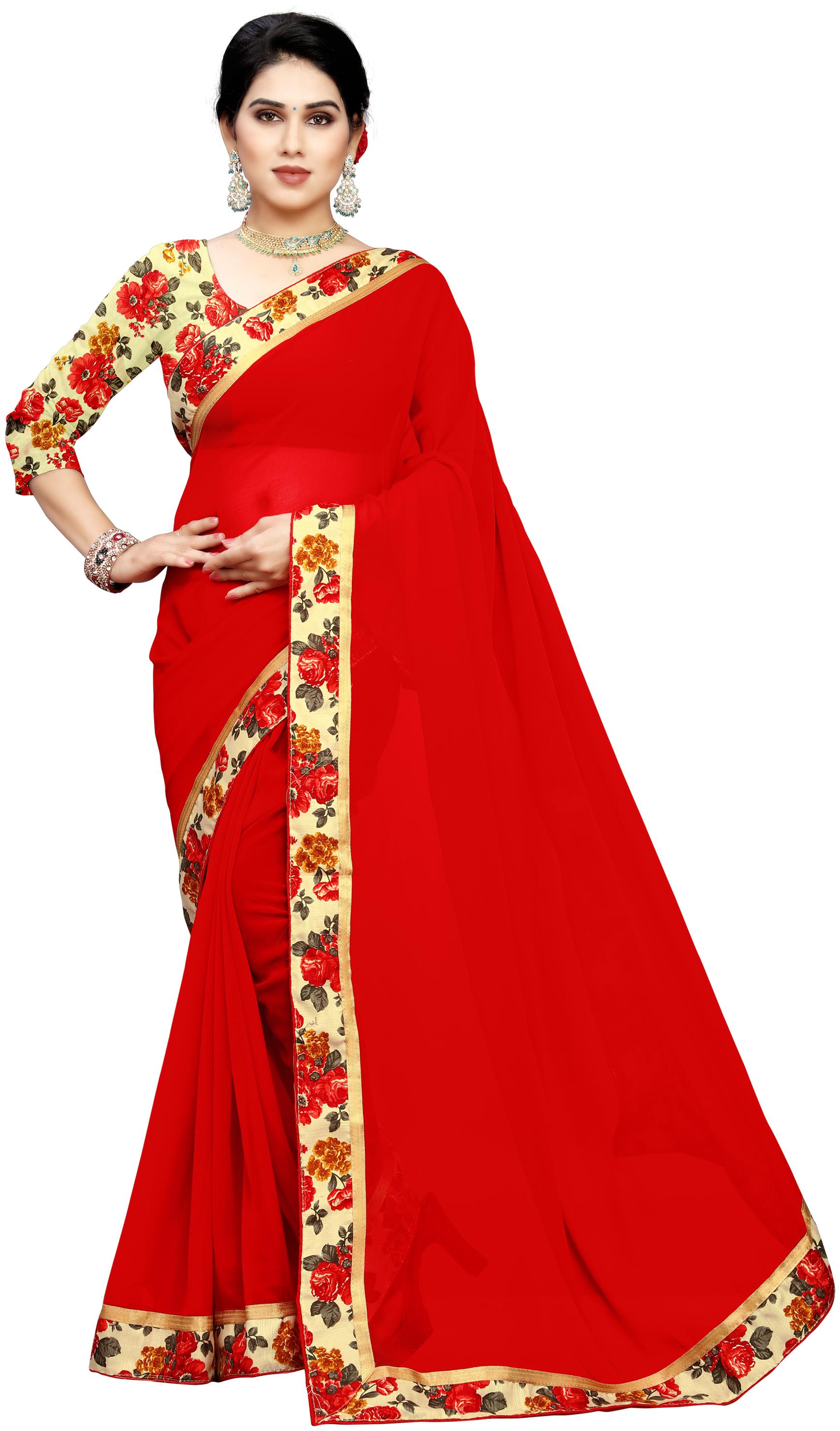 

Anand Sarees Red Solid Universal Regular Saree With blouse