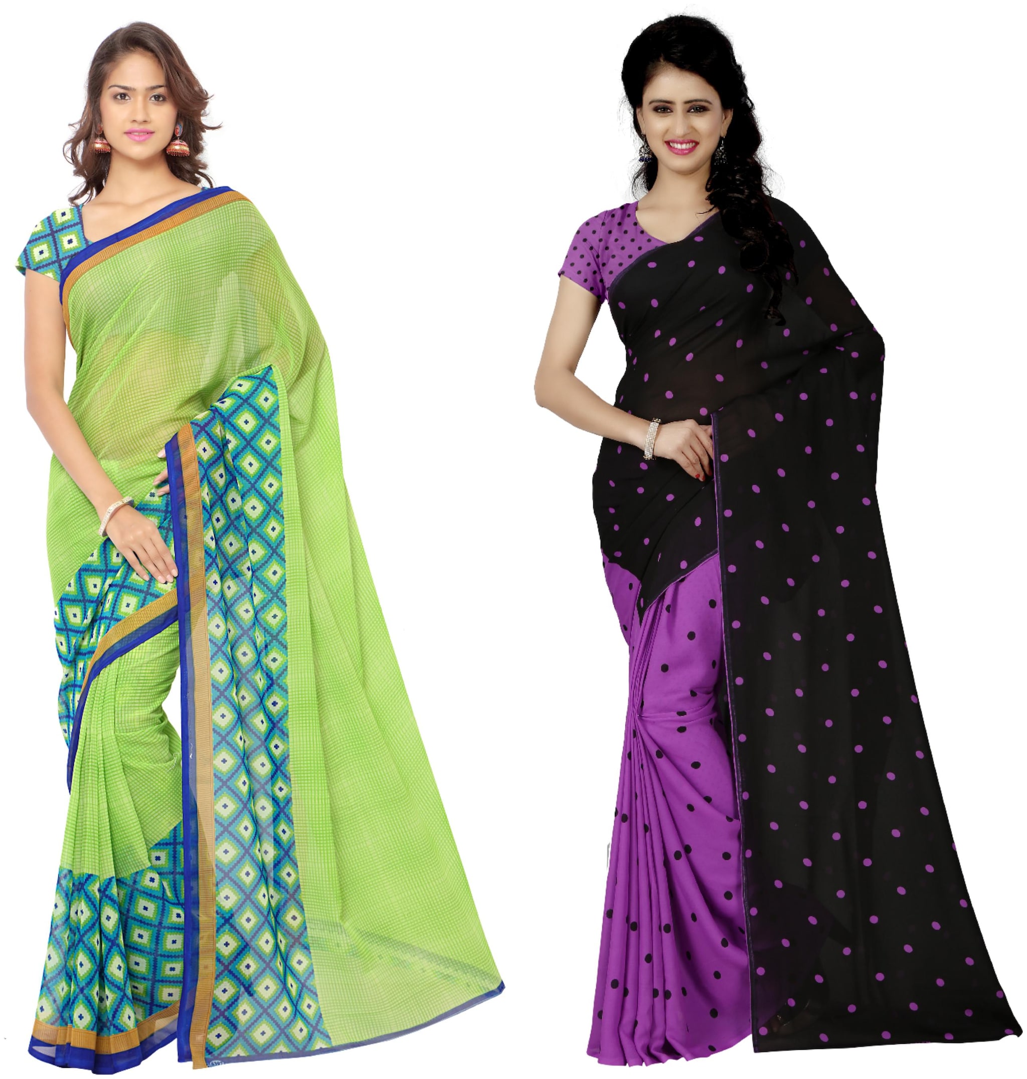 

Anand Sarees Printed Faux Georgette Pack Of 2 Sarees With Unstitched Blouse Piece