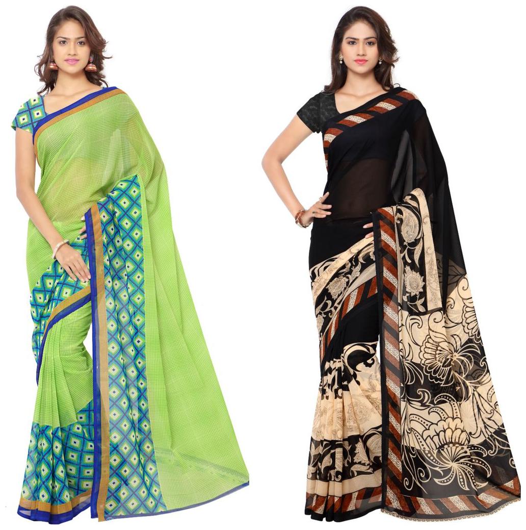 

Anand Sarees Faux Georgette Multi Color Printed Pack Of 2 Saree With Blouse Piece ( 1115 2 1134 1 )
