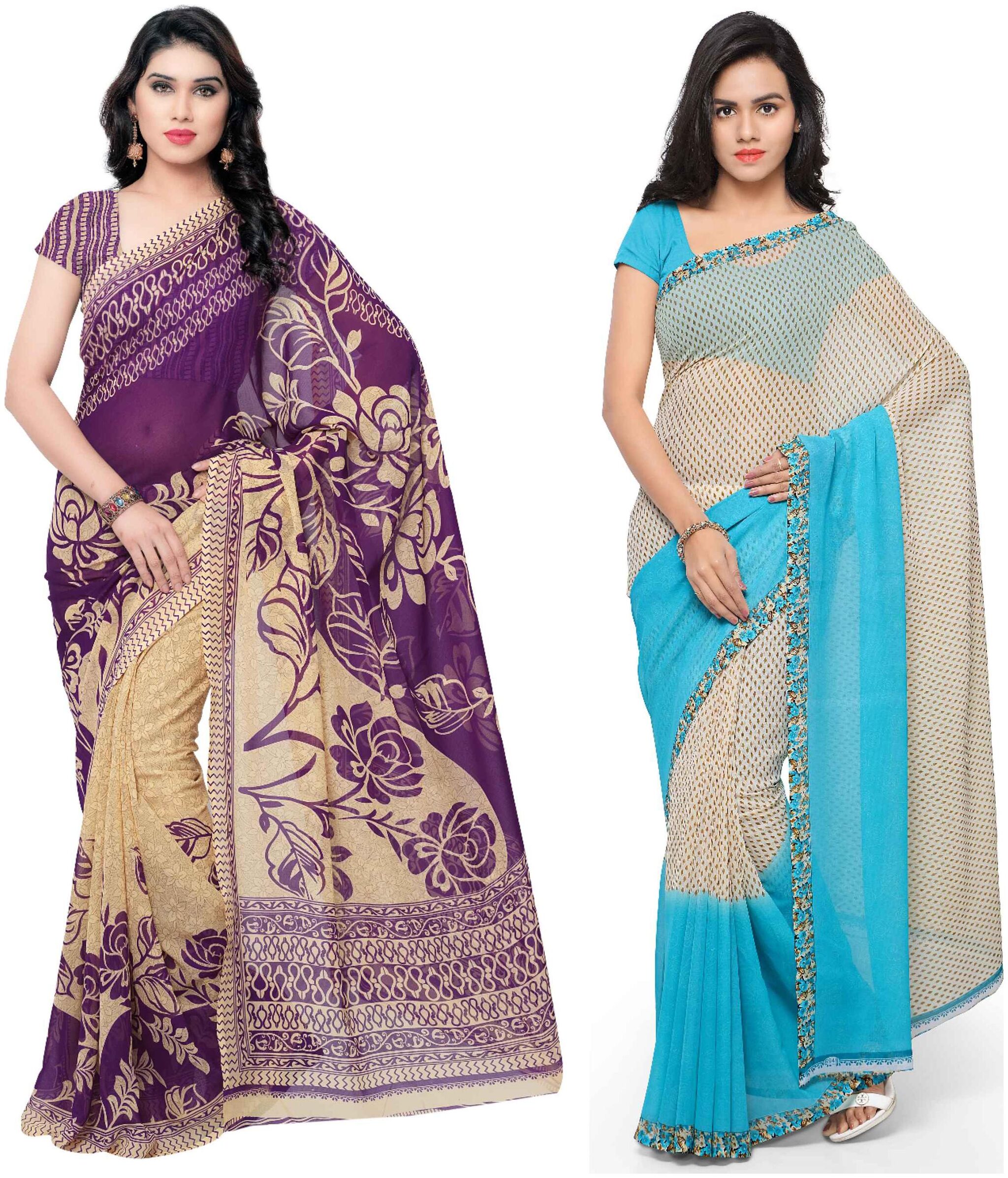 

Anand Sarees Printed Faux Georgette Pack Of 2 Sarees With Unstitched Blouse Piece