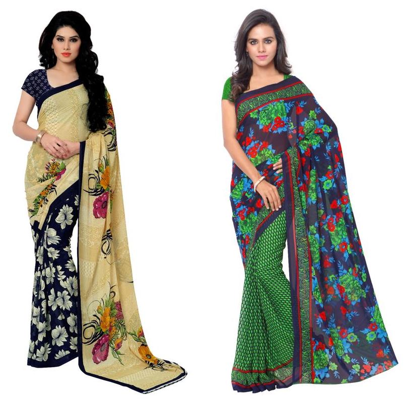

Anand Sarees Faux Georgette Multi Color Printed Pack Of 2 Saree With Blouse pcs ( 2942 1 1107 1 )