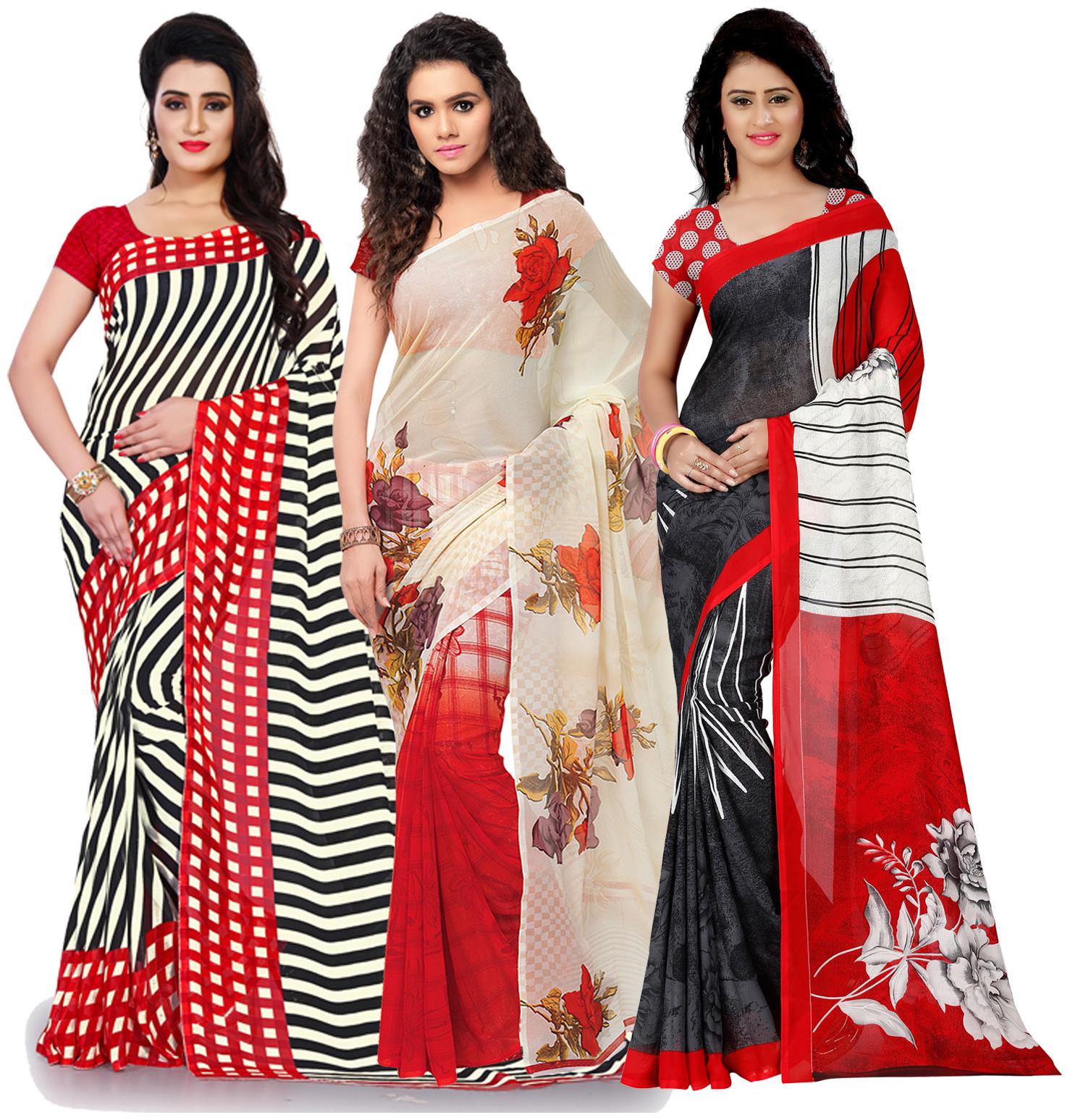 

Anand Sarees Georgette Printed Saree With Blouse For Women Color Multi