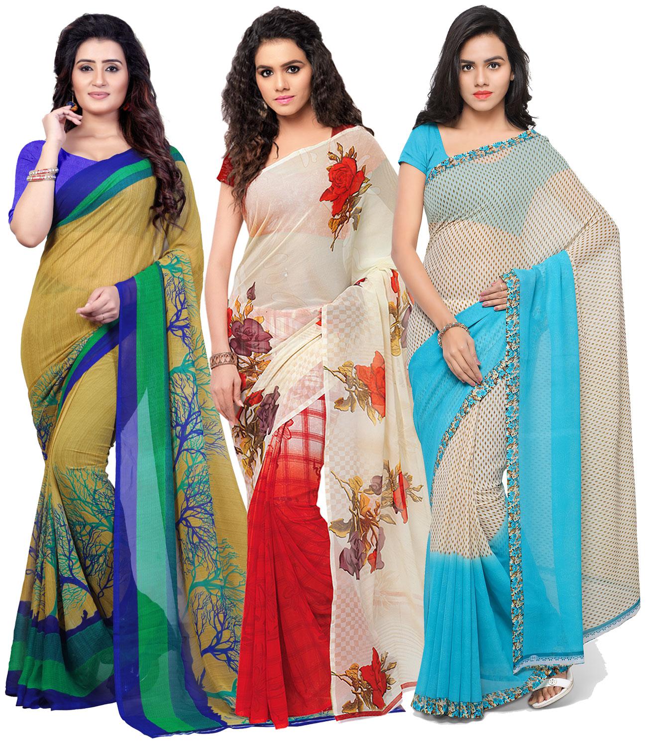 

Anand Sarees Georgette Printed Saree With Blouse For Women Color Multi