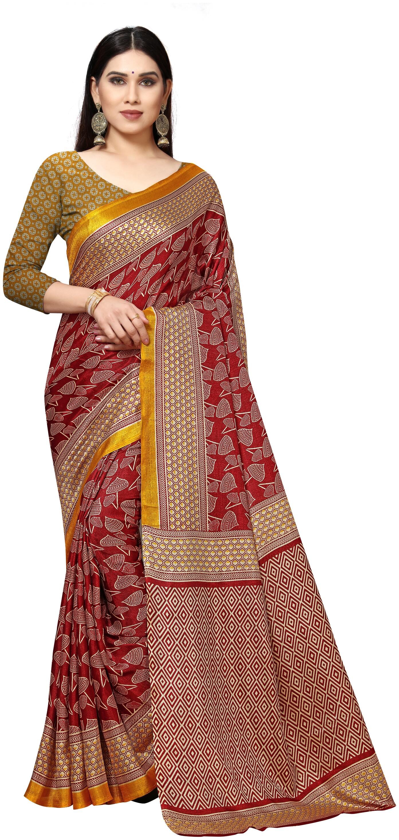 

Anand Sarees Khadi No Work Women Regular Saree Red