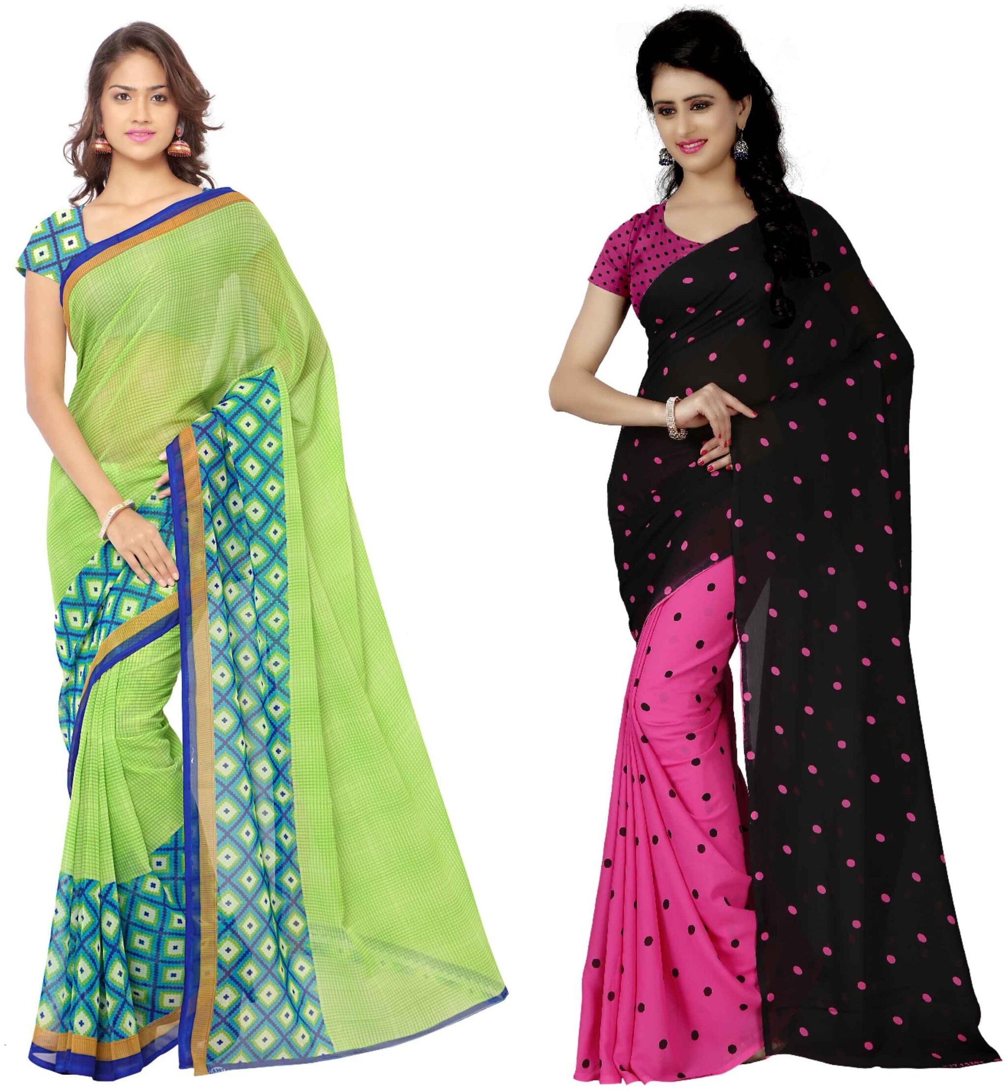 

Anand Sarees Printed Faux Georgette Pack Of 2 Sarees With Unstitched Blouse Piece