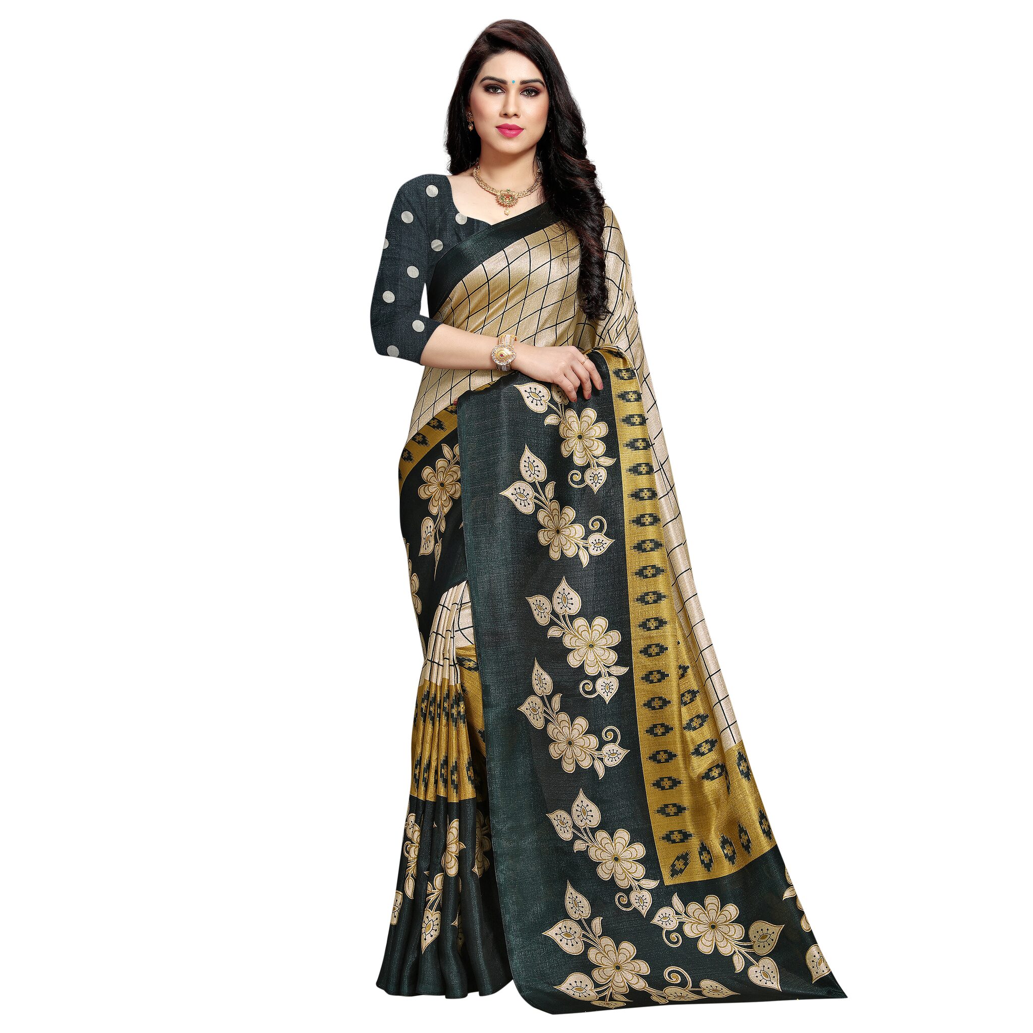 

Anand Sarees Silk Printed Green Regular Saree For Women
