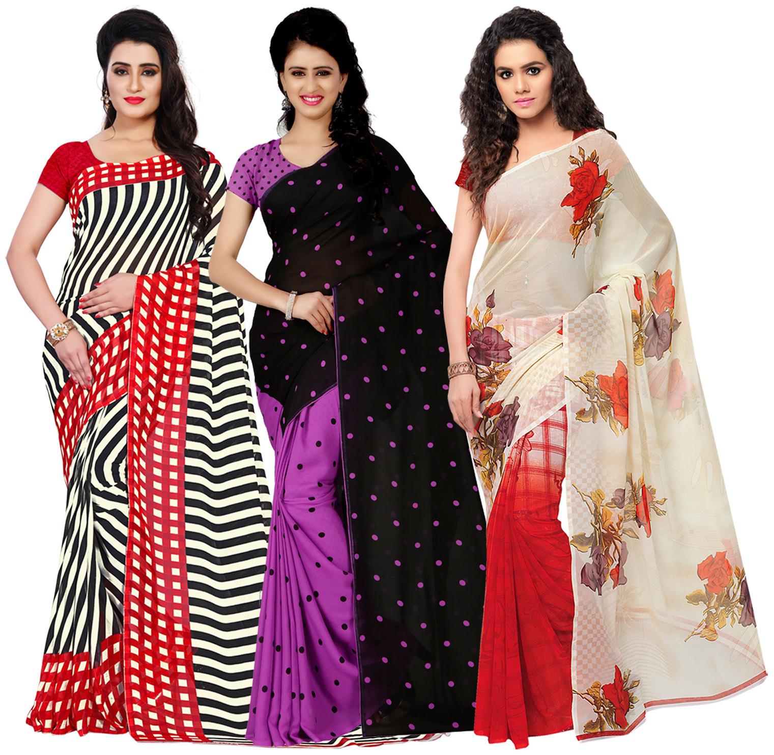 

Anand Sarees Georgette Printed Saree With Blouse For Women Color Multi
