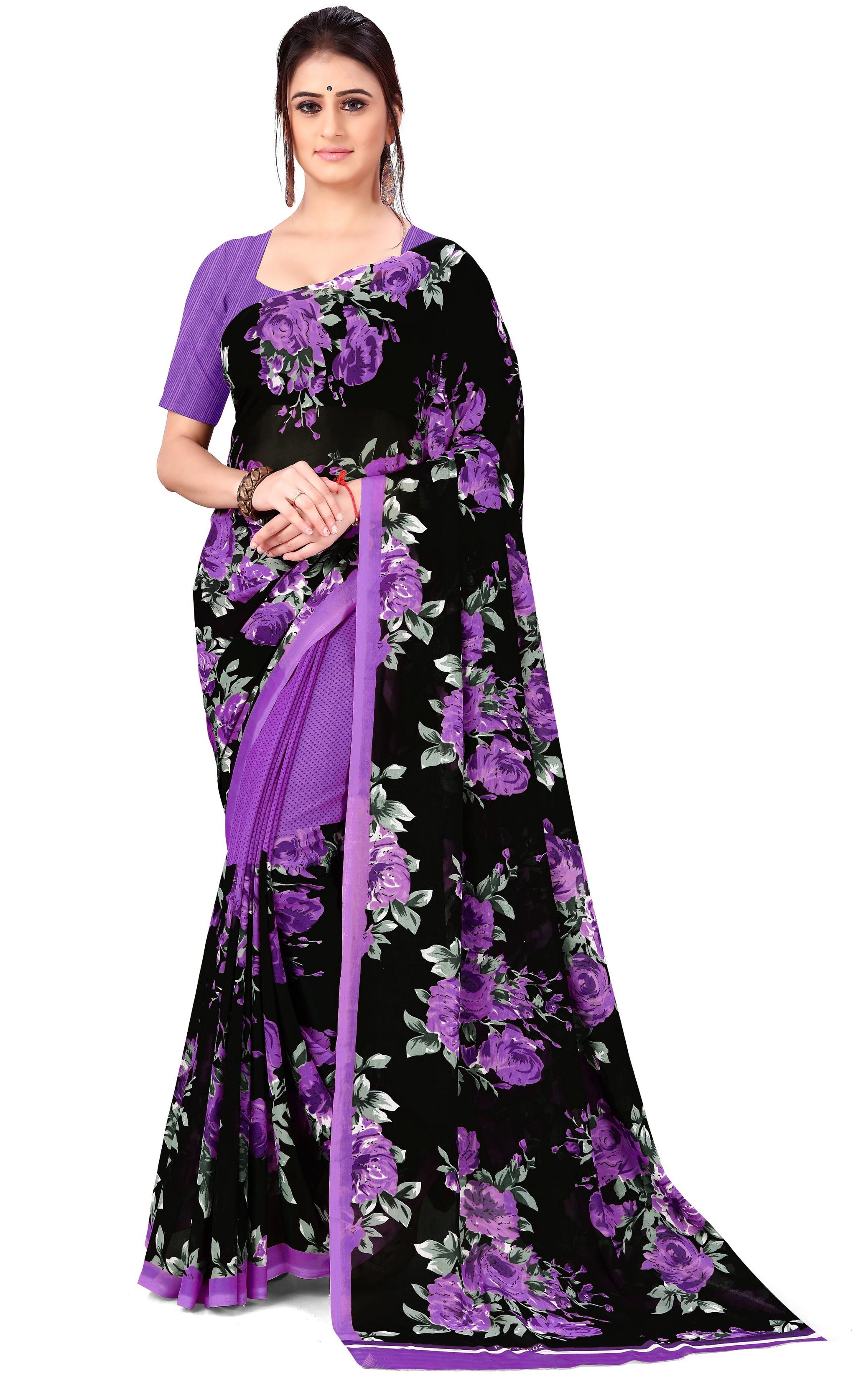 

Anand Sarees Faux Georgette Floral Multi Color Saree with Blouse Piece