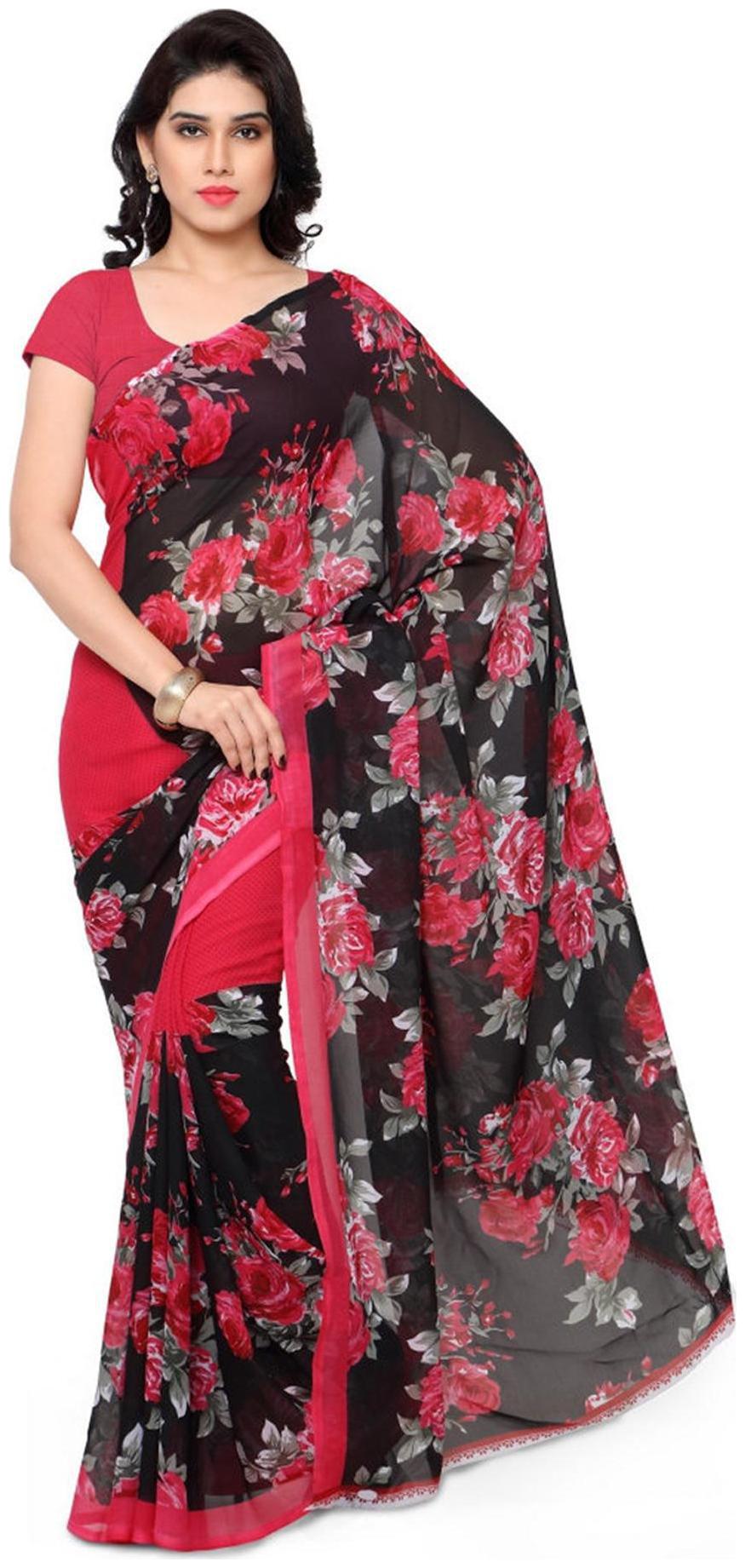 

Anand Sarees Printed Designer Faux Georgette Multicolor Saree With Blouse Piece