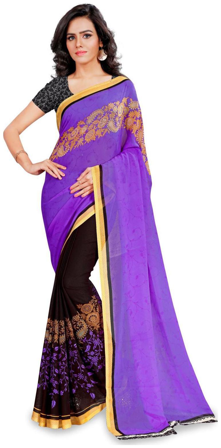

Anand Sarees Faux Georgette Purple Colored Printed Sari with Blouse Piece (1190 4)