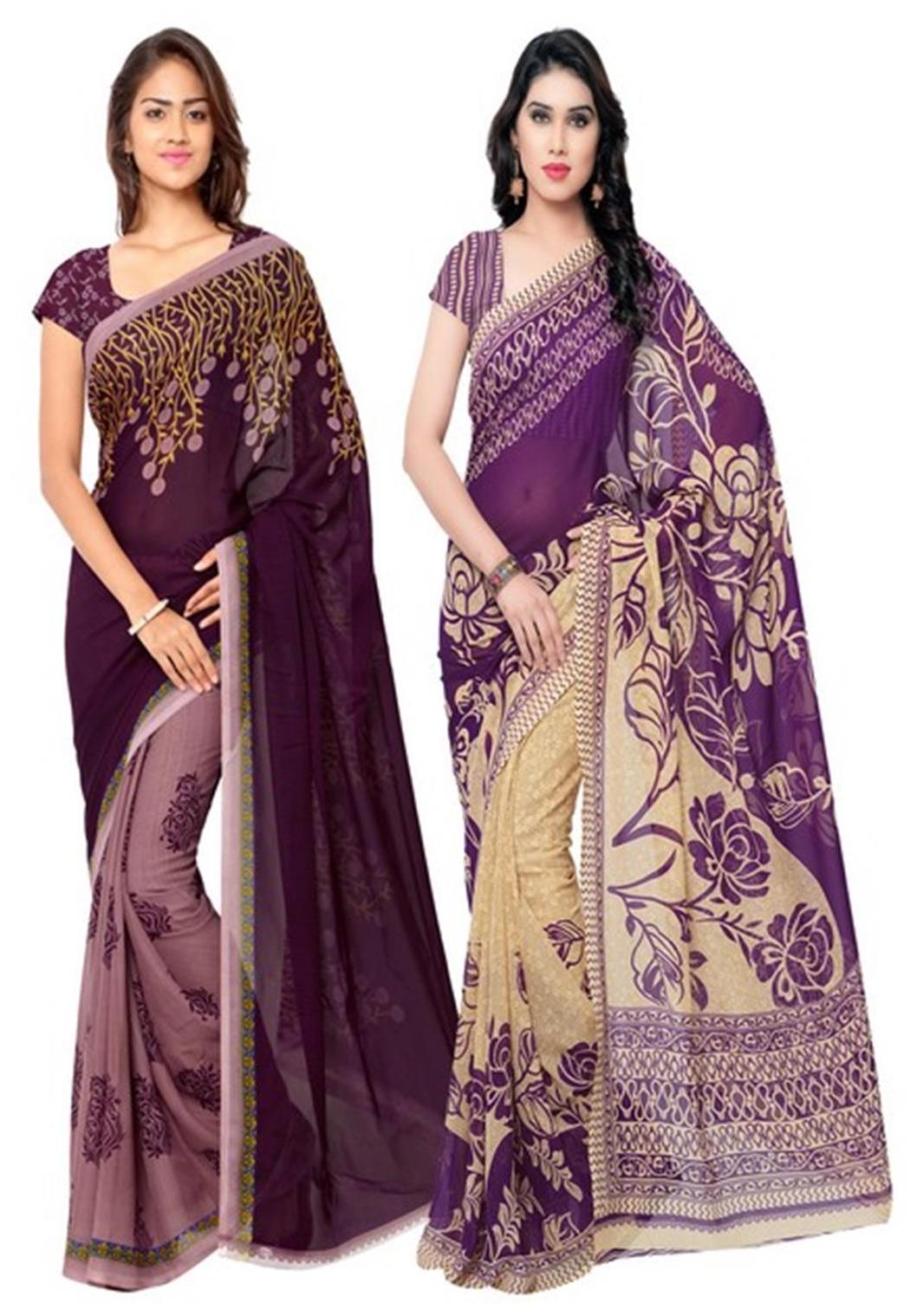 

Anand Sarees Printed Designer Faux Georgette Multicolor Saree With Blouse Piece (Combo Pack)