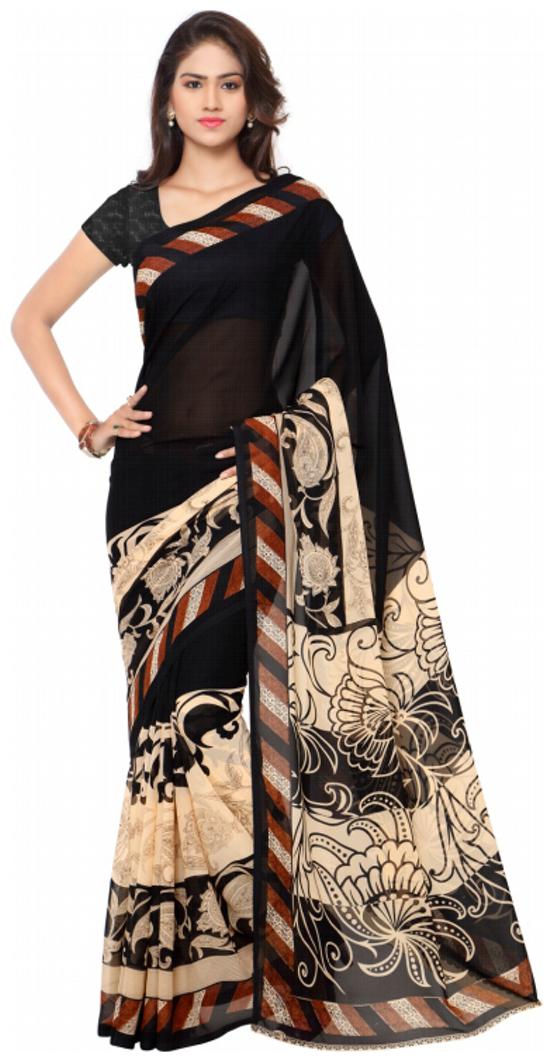 

Anand Sarees Fashionable Printed Georgette Sarees With Blouse Piece