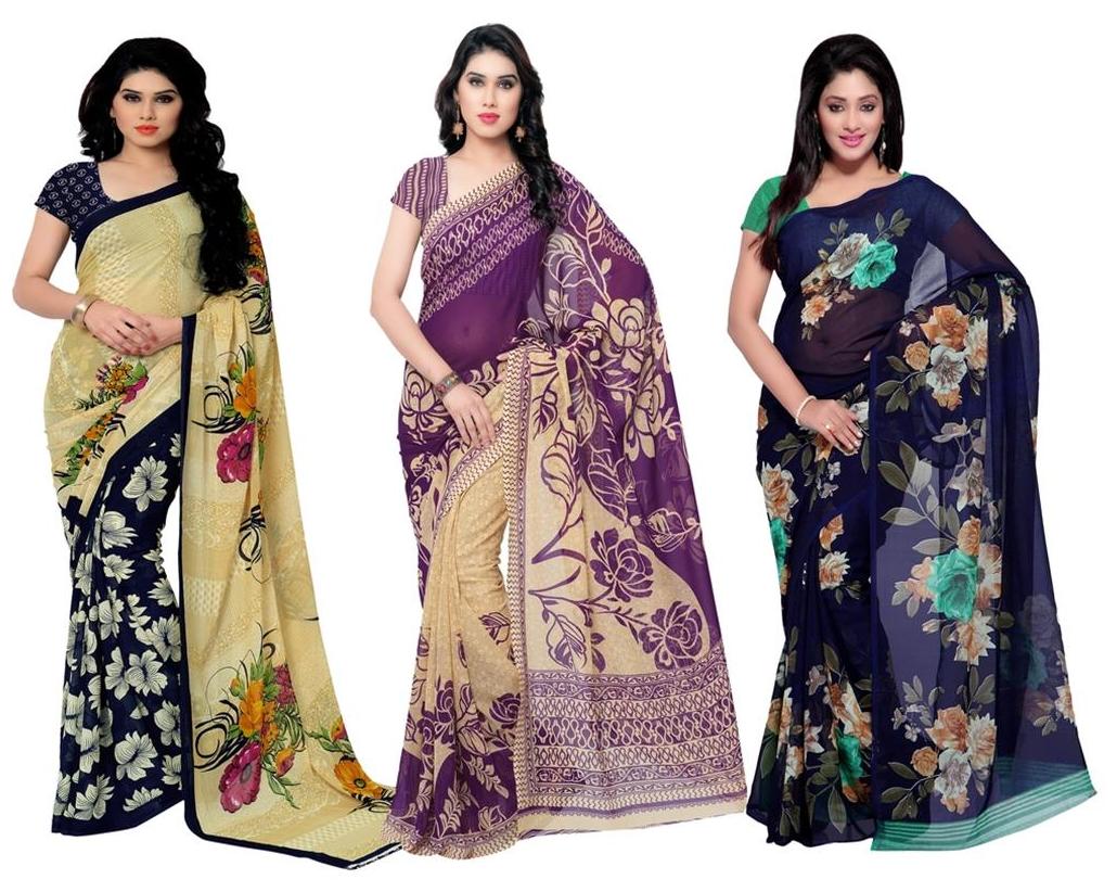 

Anand Sarees Faux Georgette Multi Color Printed Pack Of 3 Saree With Blouse pcs ( 2942 1 1086 6 1052 1 )