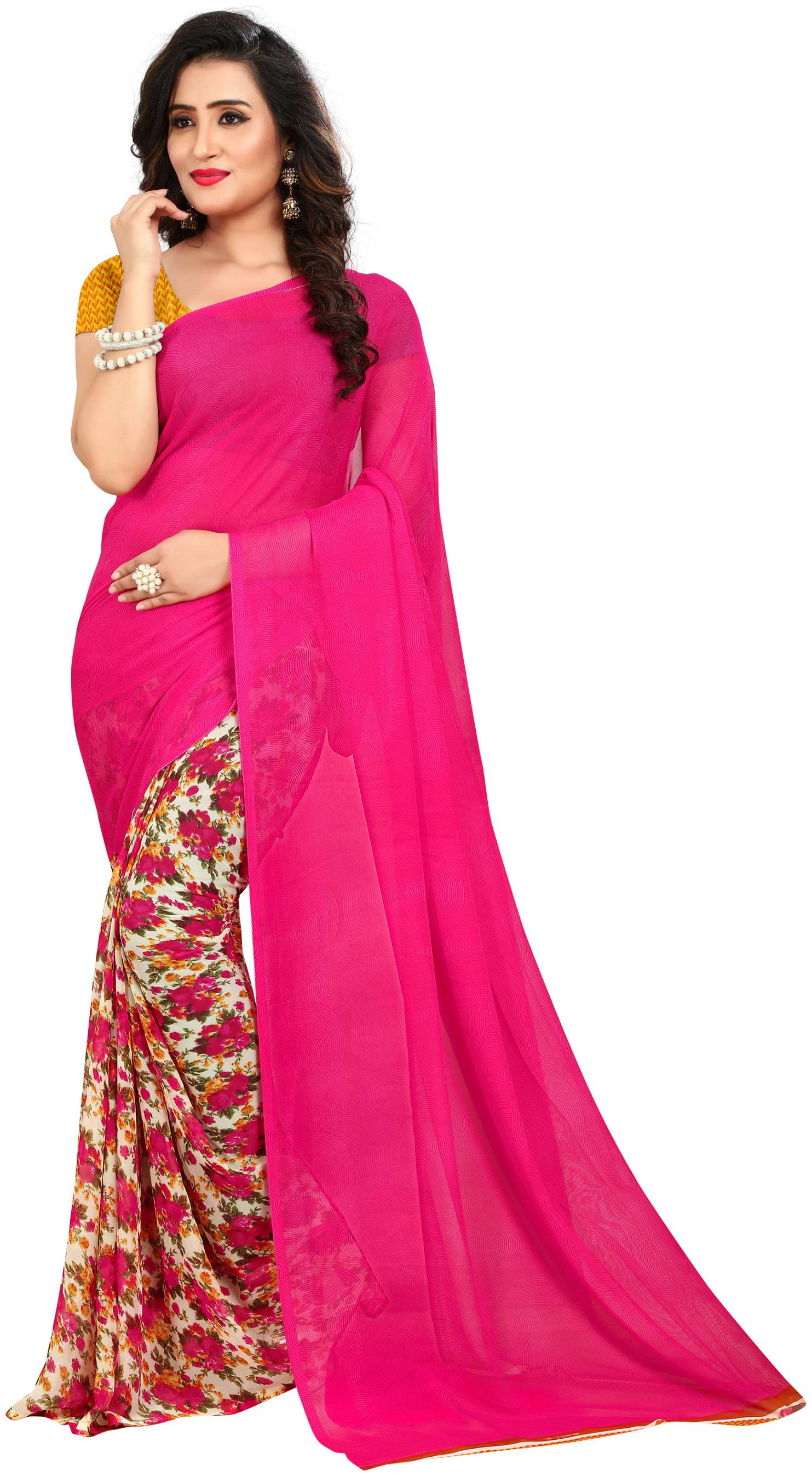 

Anand Sarees Printed Designer Faux Georgette Multicolor Saree with blouse piece