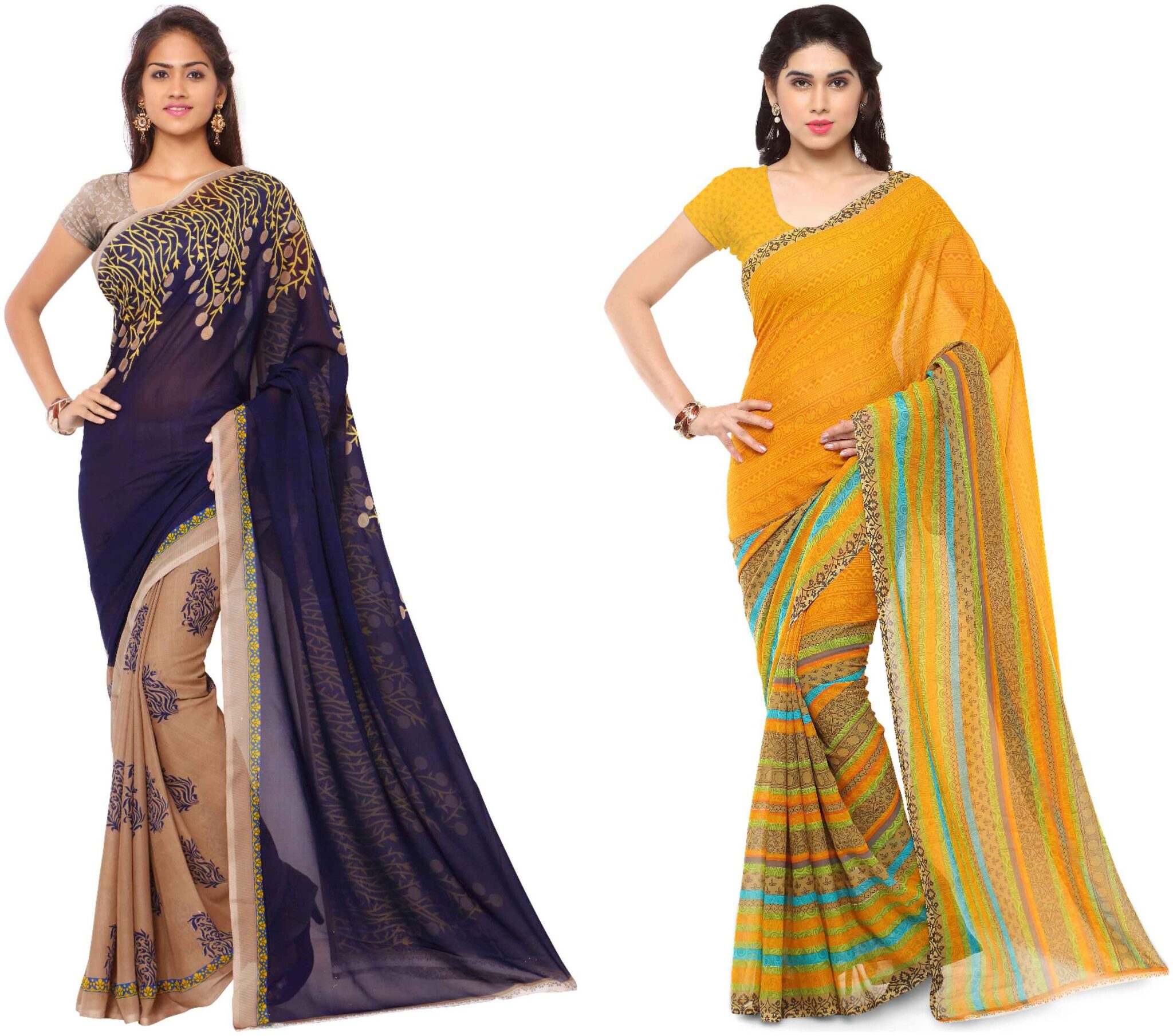 

Anand Sarees Printed Faux Georgette Pack Of 2 Sarees With Unstitched Blouse Piece