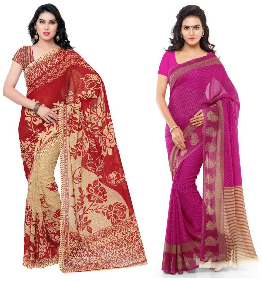 

Anand Sarees Faux Georgette Multi Color Printed Pack Of 2 Saree With Blouse Piece ( 1134 1 1164 3 )