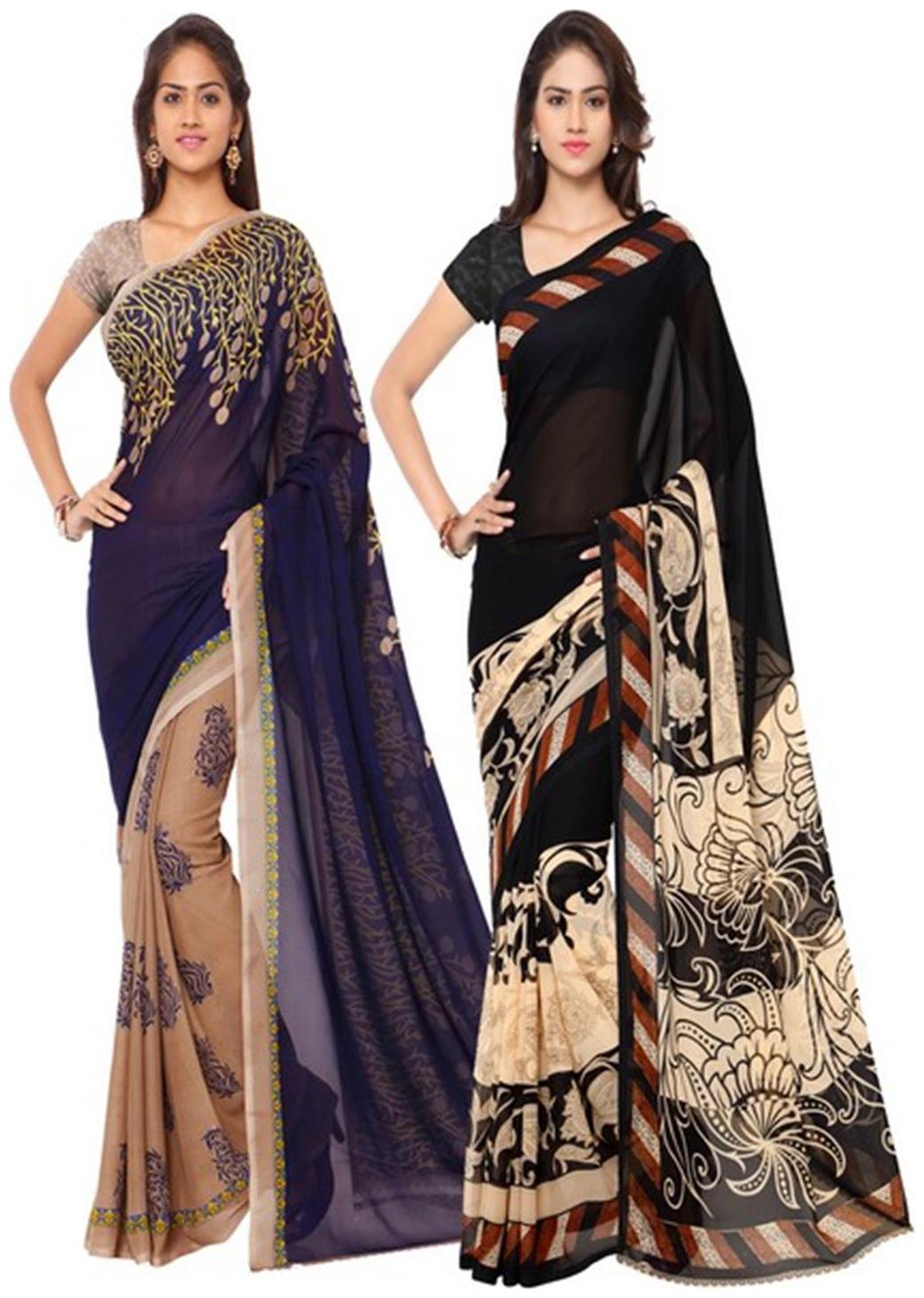 

Anand Sarees Printed Designer Faux Georgette Multicolor Saree With Blouse Piece (Combo Pack)