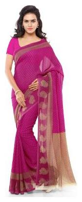 

Anand Sarees Pink Striped Lehariya Regular Saree With Blouse With blouse
