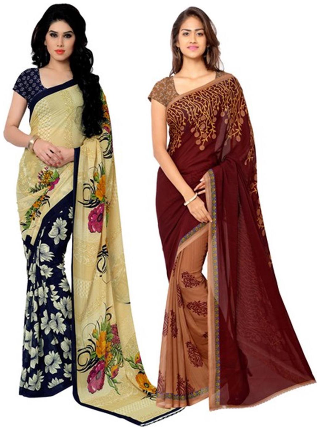 

Anand Sarees Printed Designer Faux Georgette Multicolor Saree With Blouse Piece (Combo Pack)