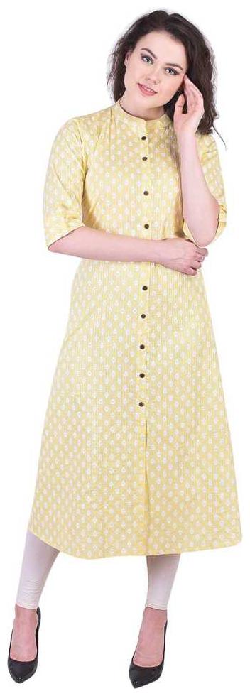 

ANAND TRADING CO Women Printed A-Line Kurta -Yellow