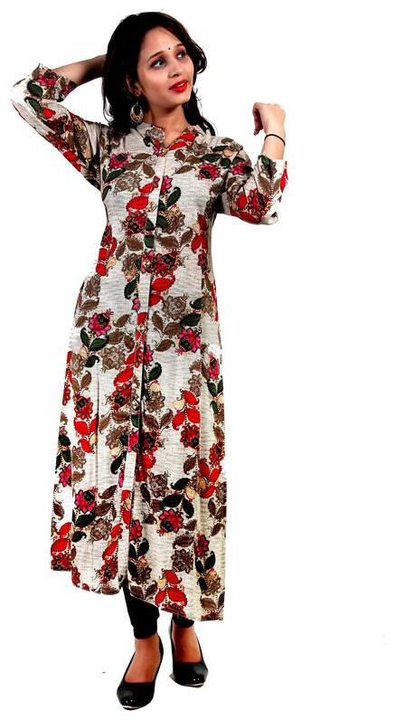 

Anand trading Co Rayon Floral Women Brown Kurti