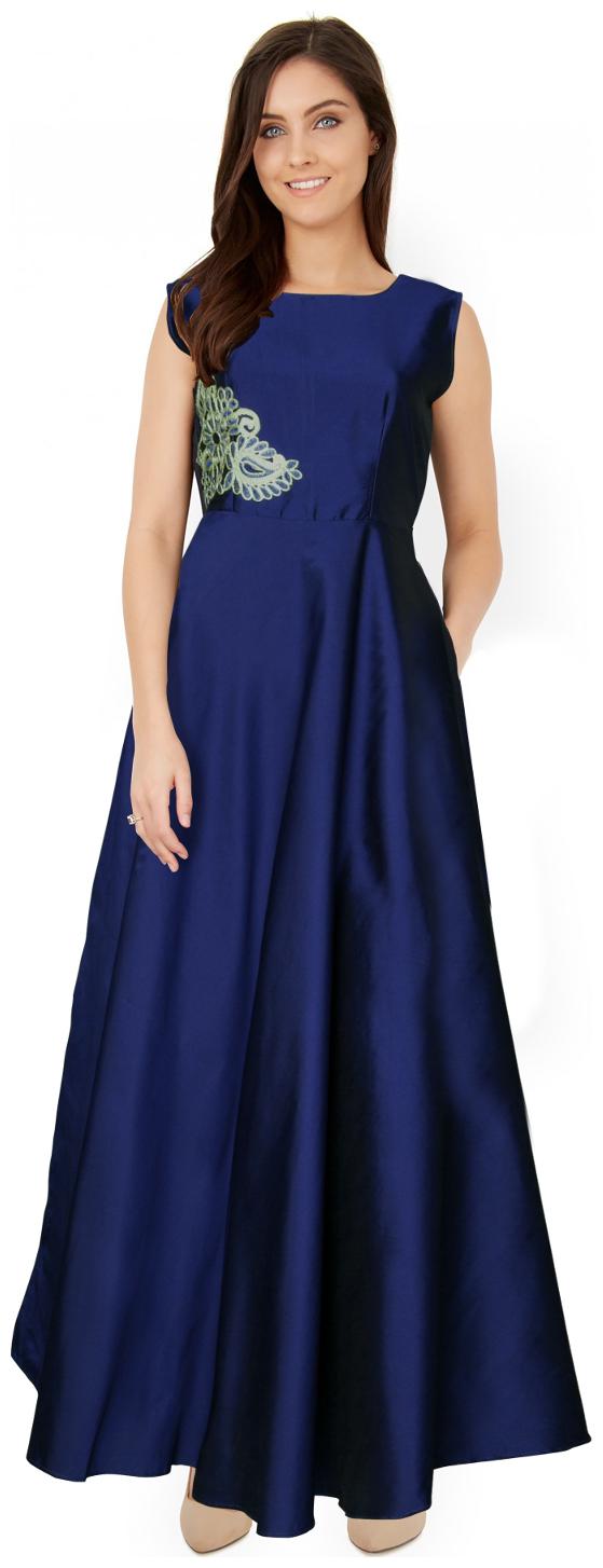 

Angel Queen Silk Regular Printed Gown - Blue