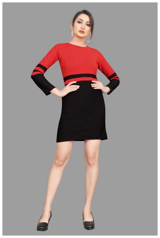 

Angel Queen Red Black Colorblocked Bodycon dress
