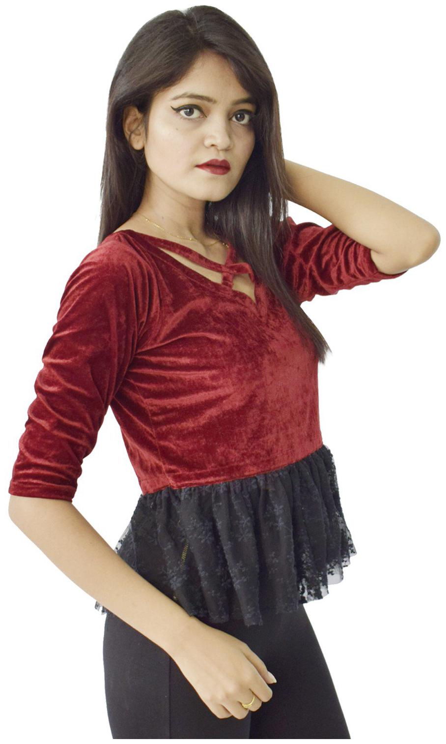 

Rajkumari dress up like a princess Women Solid Regular top - Maroon