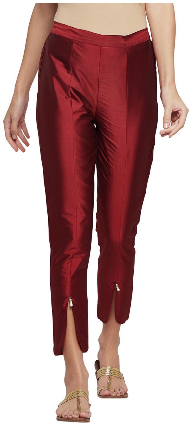 

ANIIQ Women Maroon Straight fit Regular trousers