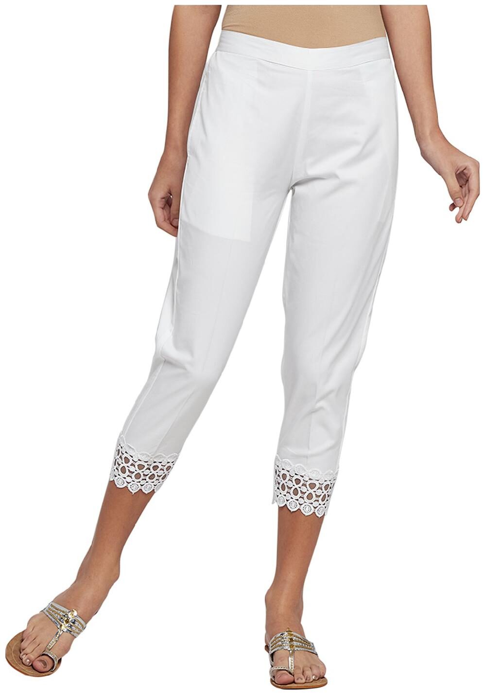 

ANIIQ Women White Straight fit Regular pants