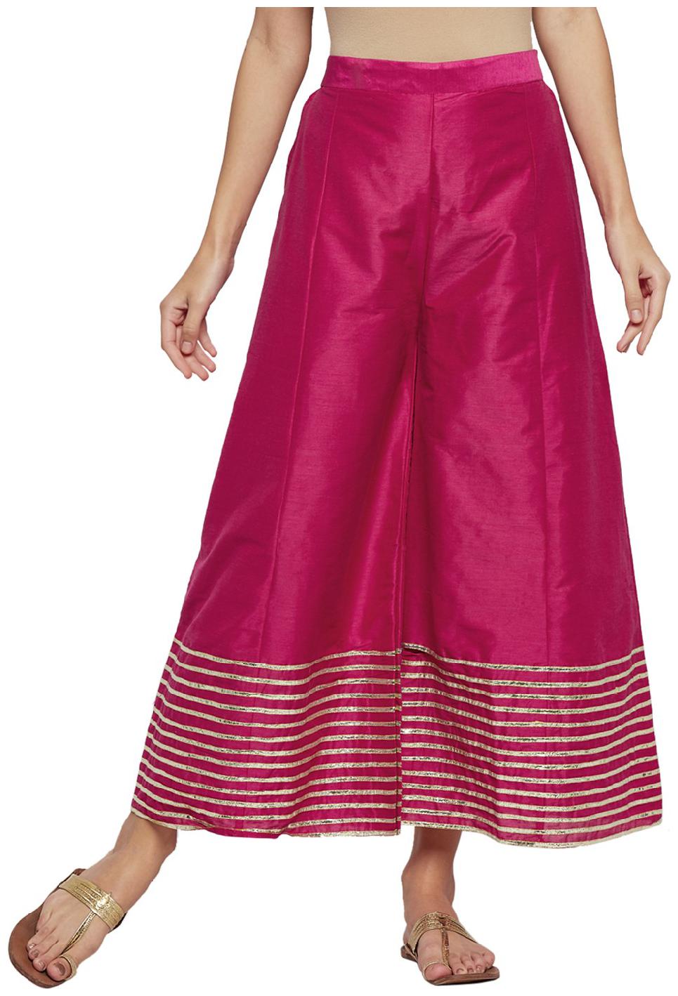 

ANIIQ Magenta Solid Flared Palazzo