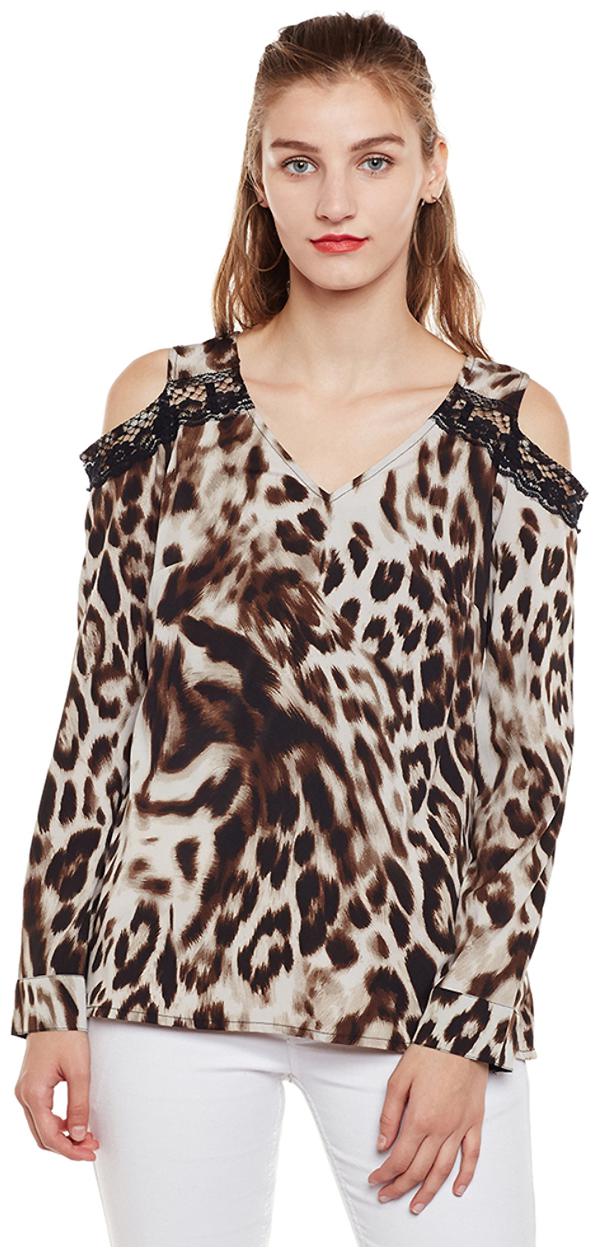 

Oxolloxo Women Printed Regular top - Brown