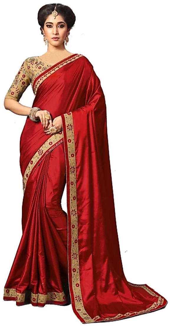 

Anjaneya Sarees Maroon Embroidered Universal Regular Saree With blouse