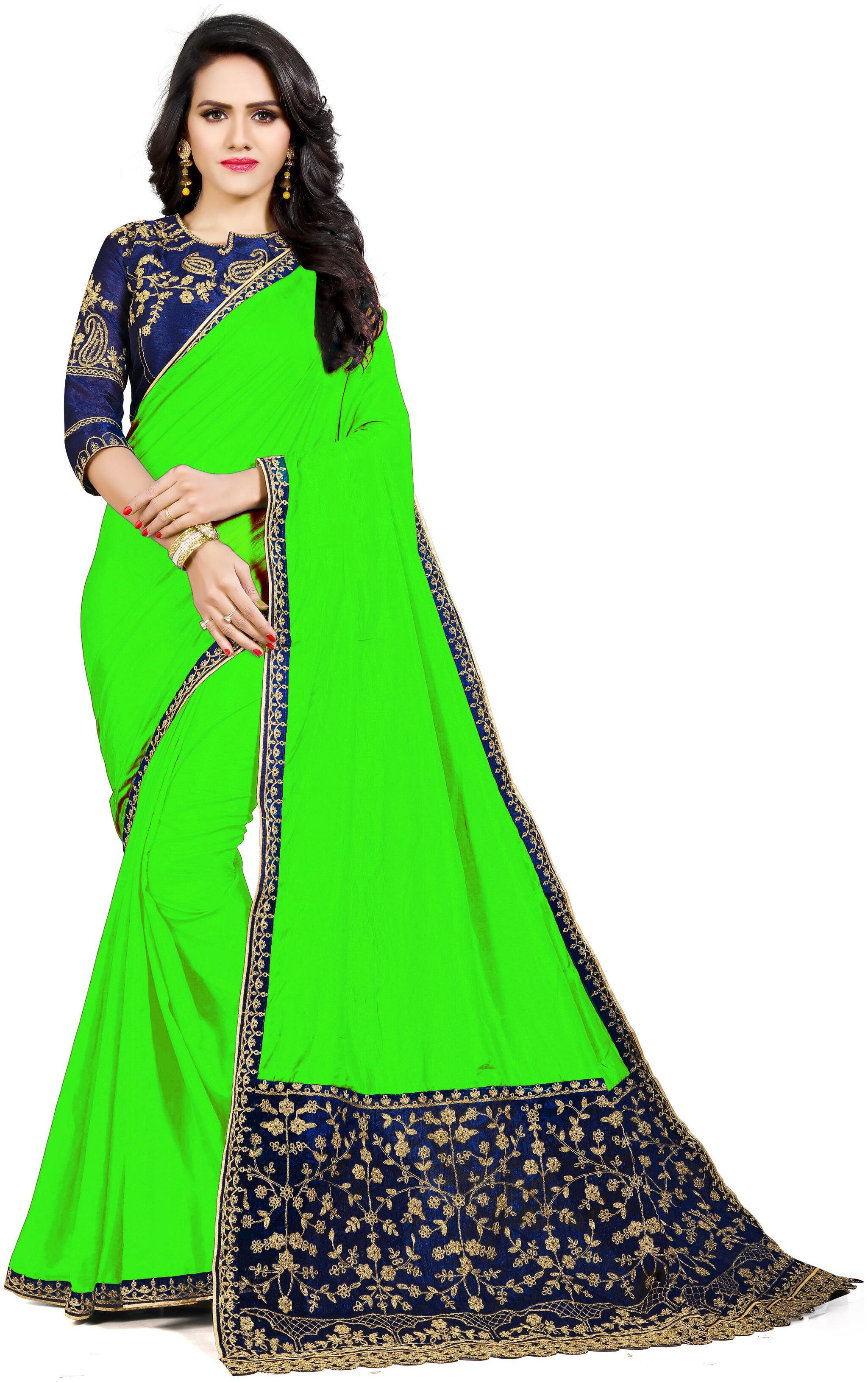 

Anjaneya Sarees Silk Universal Embroidered Saree-Green