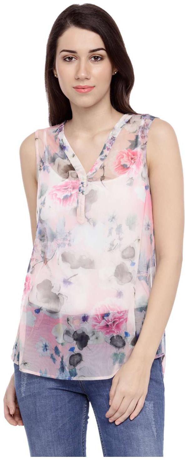 

Annabelle by Pantaloons Women s Red Printed Polyester Tops