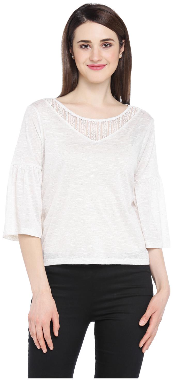 

Annabelle by Pantaloons Women s White Solid Linen Tops