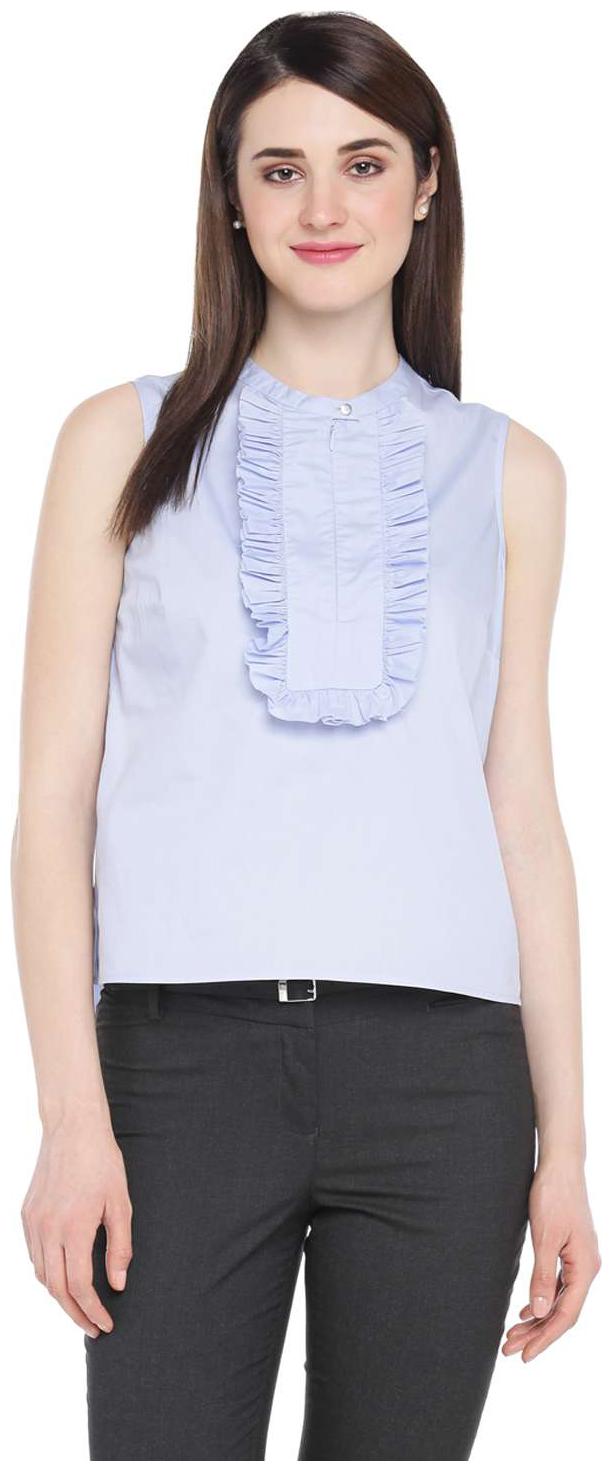 

Annabelle by Pantaloons Women s Powder Blue Solid Poplin Top