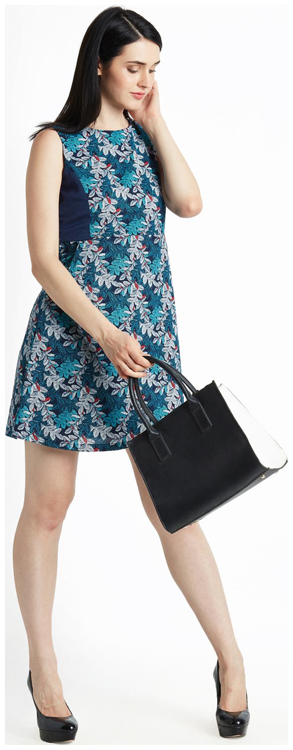 

Annabelle By Pantaloons Blue Printed A-line dress