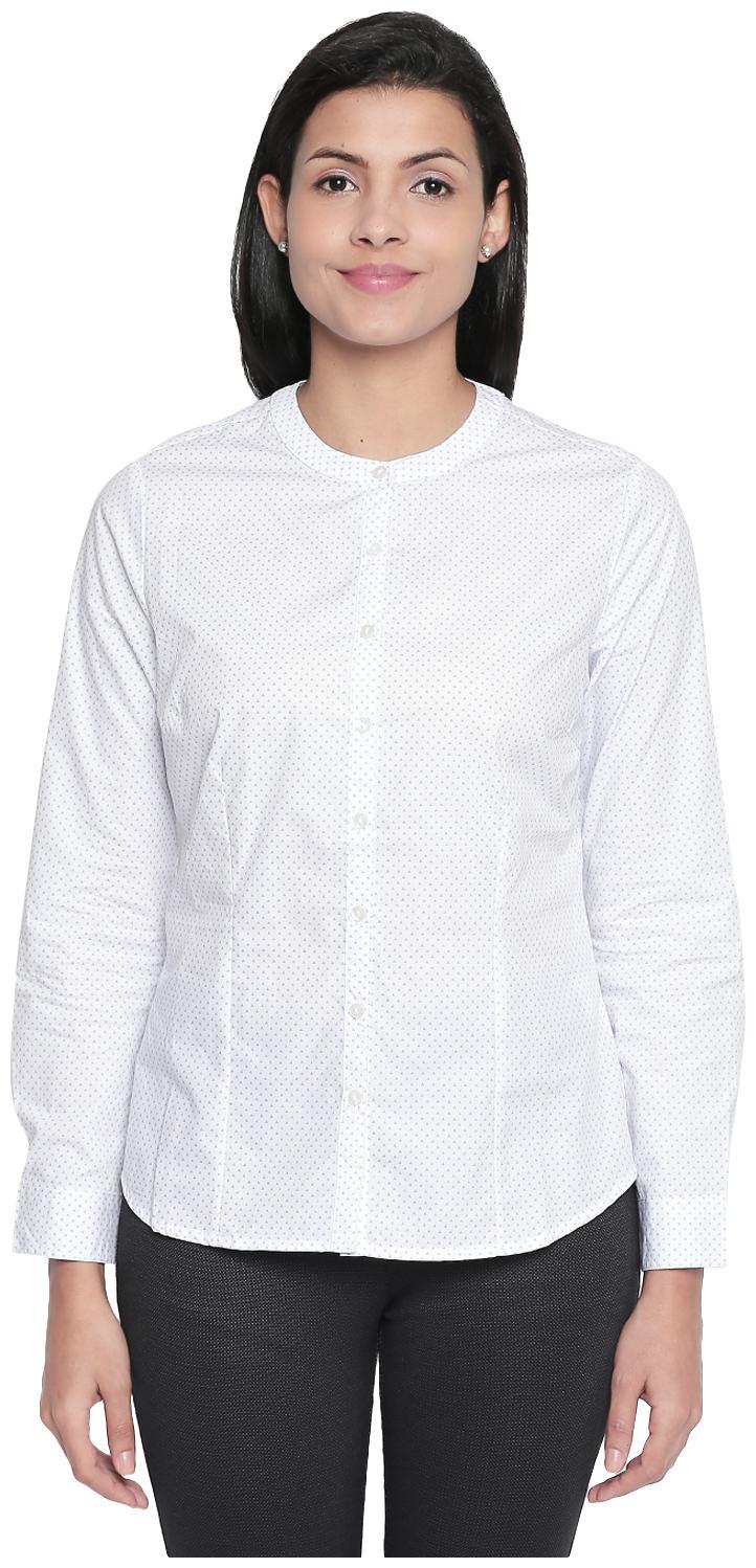 

Annabelle By Pantaloons Women Blue White Printed Regular Fit Shirt