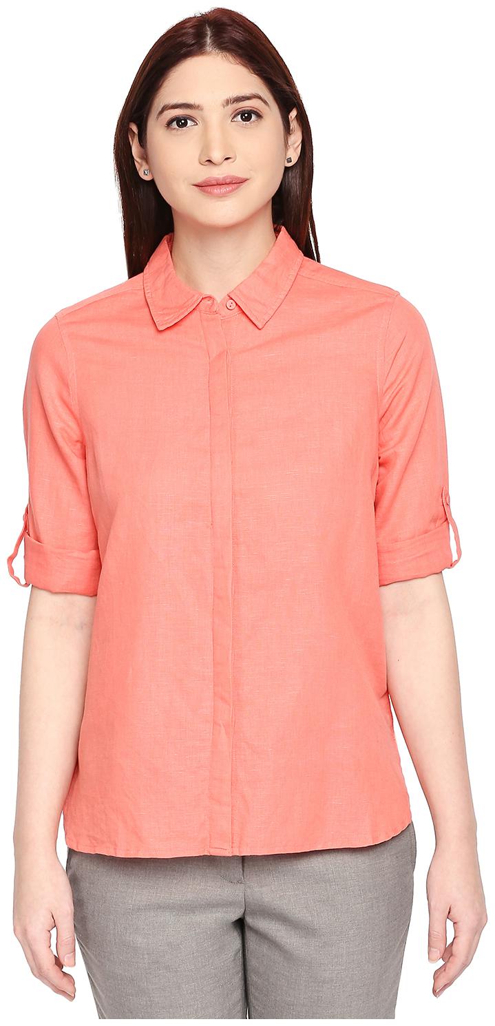 

Annabelle By Pantaloons Women Peach Solid Regular Fit Shirt