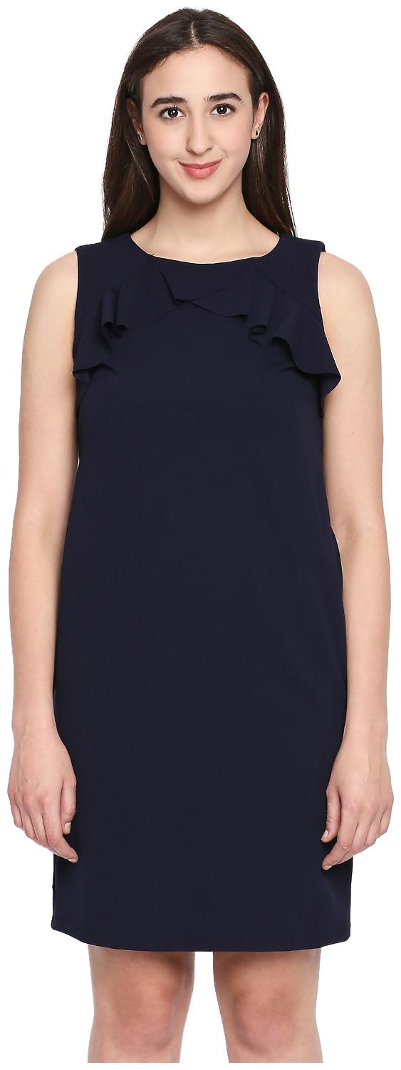 

Annabelle By Pantaloons Blue Solid Fit flare dress