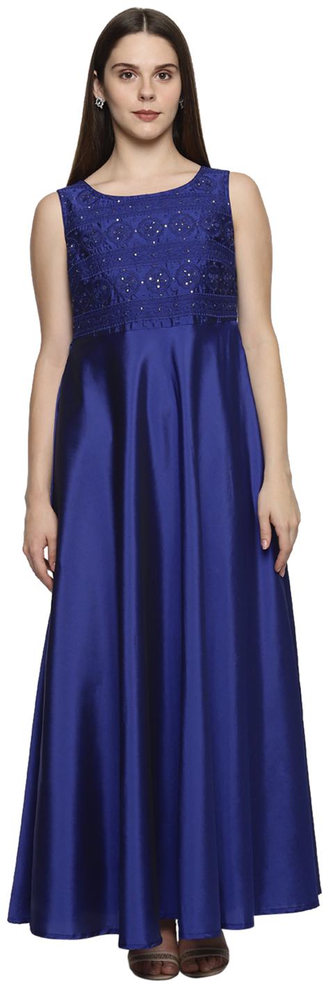 

Annabelle By Pantaloons Blue Solid Fit flare dress