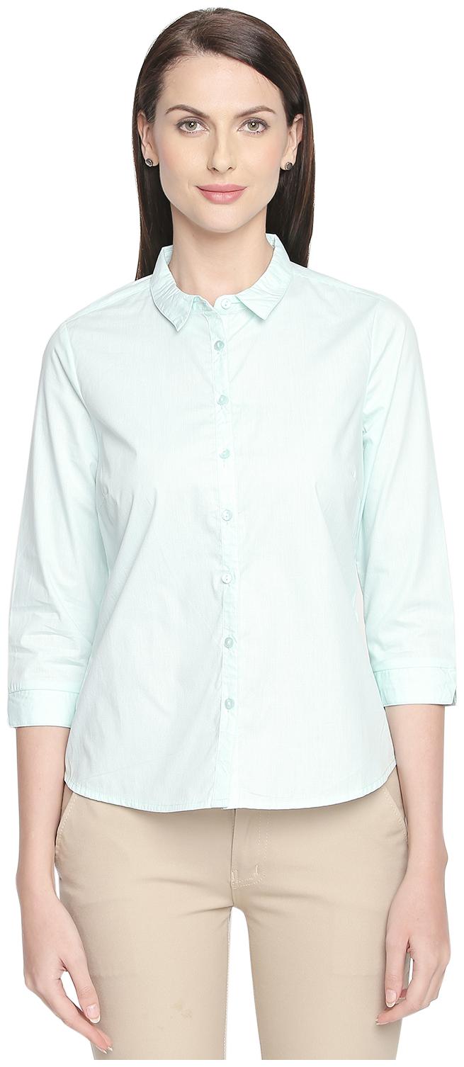 

Annabelle By Pantaloons Women Green Solid Regular Fit Shirt