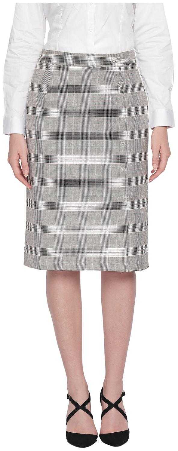 

Annabelle By Pantaloons Checked Straight skirt Midi Skirt - Grey