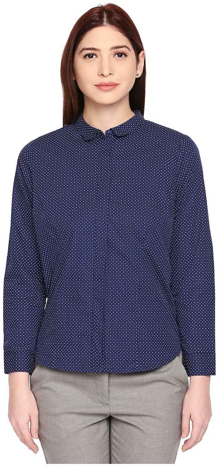 

Annabelle By Pantaloons Women Blue Printed Regular Fit Shirt