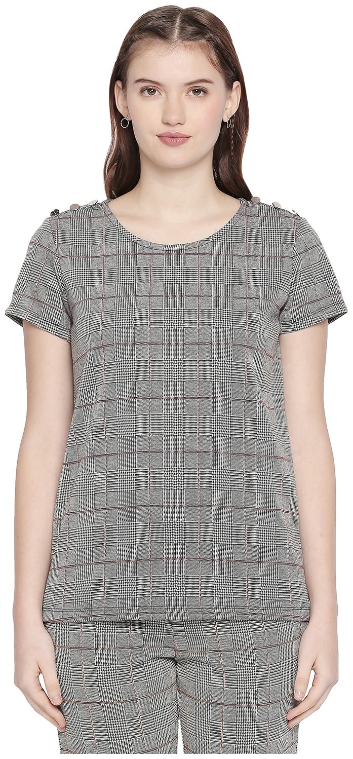 

Annabelle By Pantaloons Women Checked Blouson top - Beige