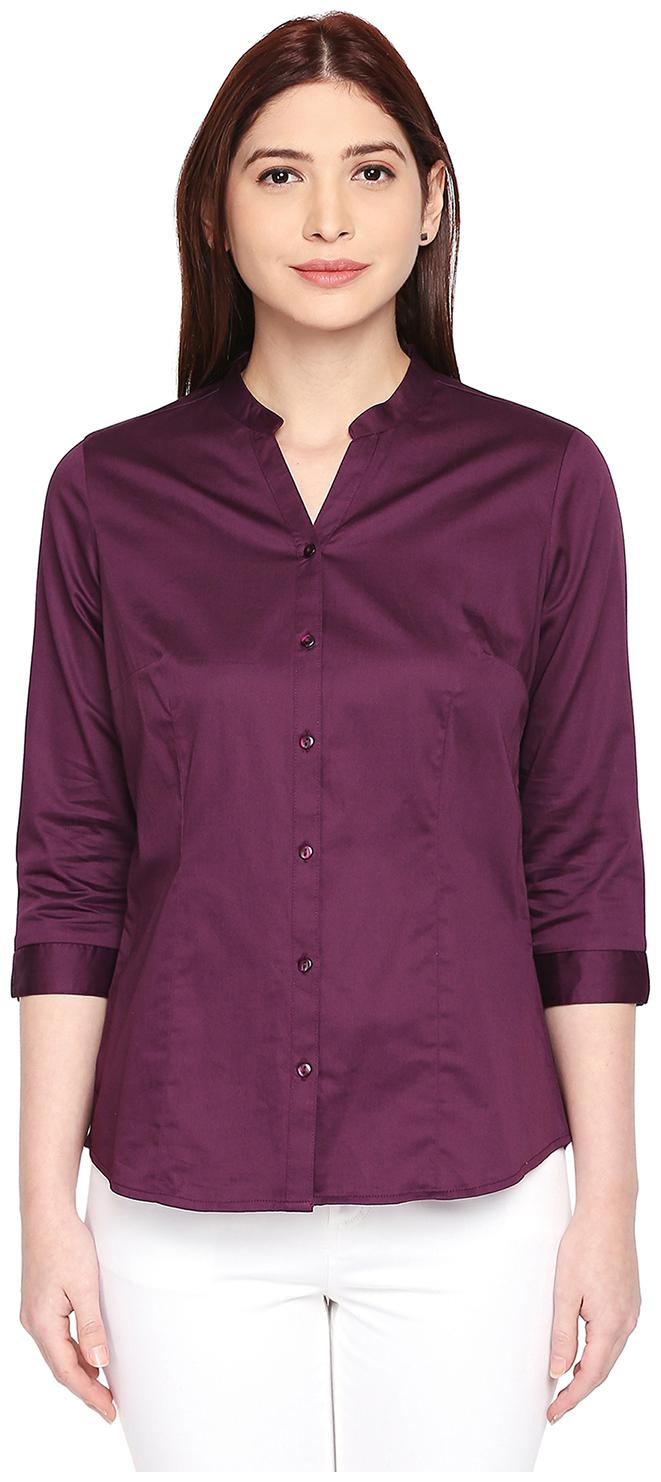 

Annabelle By Pantaloons Women Purple Solid Regular Fit Shirt