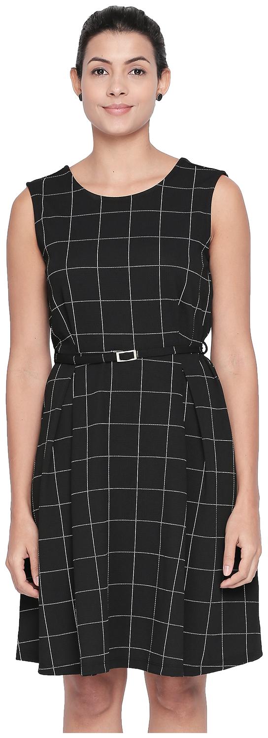 

Annabelle By Pantaloons Black Checked A-line dress