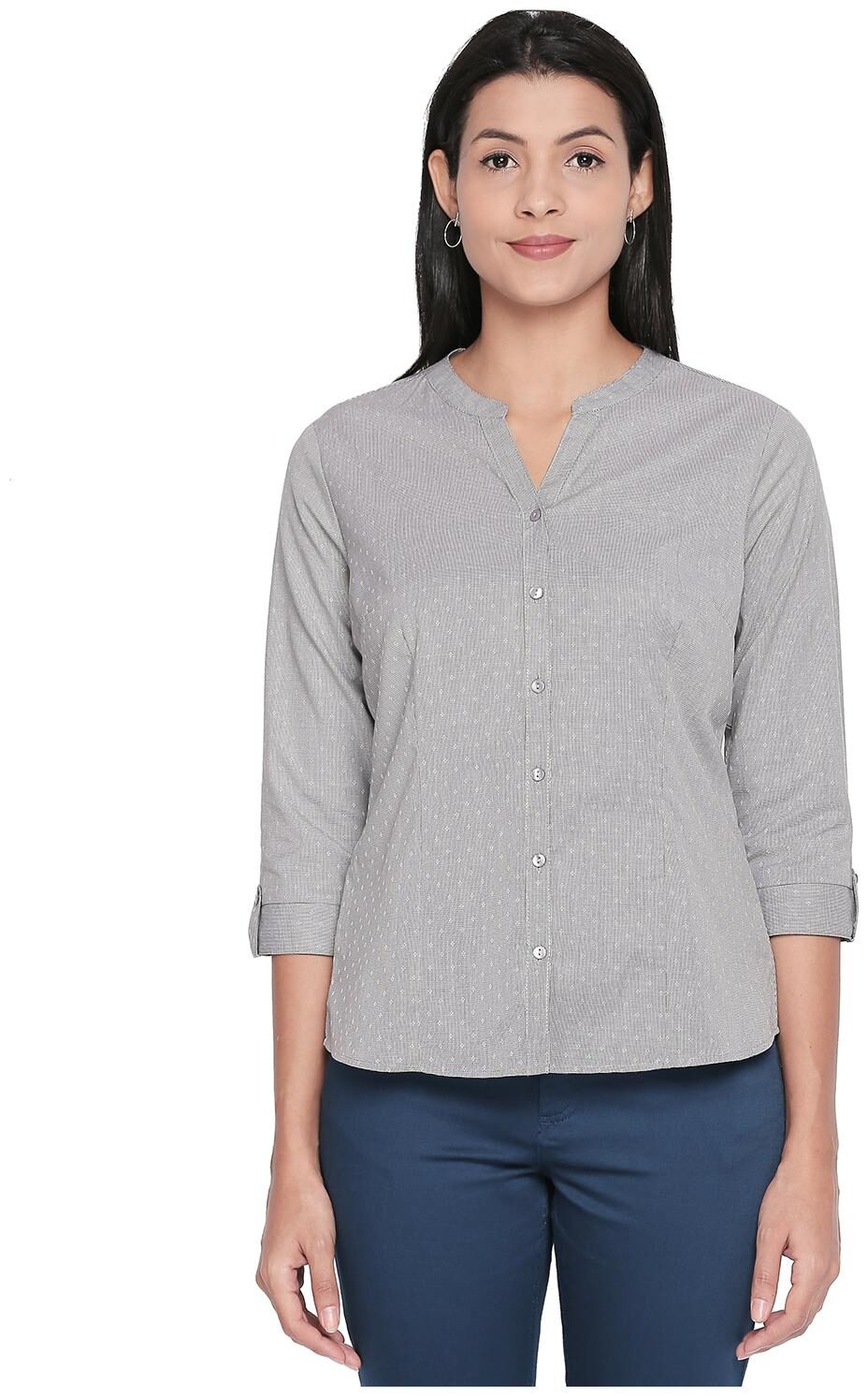 

Annabelle By Pantaloons Women Self design Shirt style - Grey