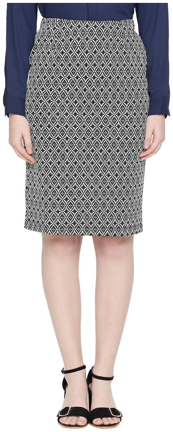 

Annabelle By Pantaloons Printed Pencil skirt Midi Skirt - Black